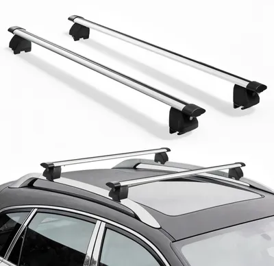 Produktbild von Dachgepäckträger Querträger - Universal Dachträger - 75 kg Tragkraft - Für Erhöhte & Bündige Dachreling 180–1035 mm - Abschließbar - Aluminium - Für Dachbox & Kanu