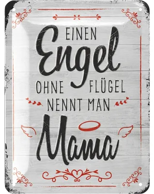 Produktbild von LANOLU Blechschild Mama, einen Engel ohne Flügel nennt man Mama, Muttertagsgeschenk Schild Muttertag, vintage Metallschilder Sprüche 15x20cm