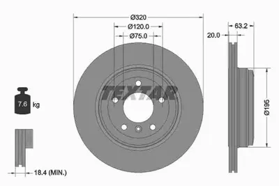 Obrázok produktu pre 2 brzdové kotúče Textar 320 mm vzadu pre BMW radu 5 E60 + Touring Cabrio