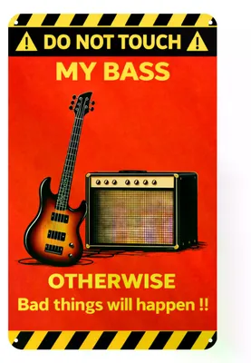 Produktbild von Blechschild 20x30cm Do Not Touch My Bass Warnschild Metallschild Bassist Musiker Deko Musikzimmer Geschenk AstraDesign