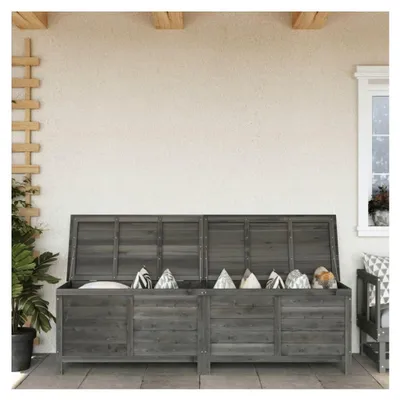 Produktbild von Gartentruhe Anthrazit 198,5 x 50 x 56,5 cm aus massivem Tannenholz