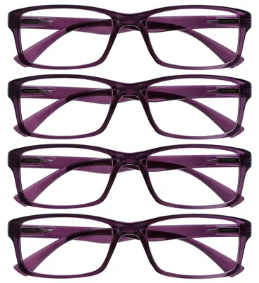 Produktbild von Lesebrille 4er Pack Rechteckig Lila Federscharniere OPULIZE für Damen Herren