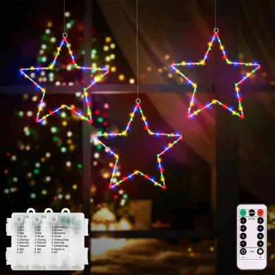 3 LED-Sterne, 180 LEDs, batteriebetrieben, 8 Modi, Timer