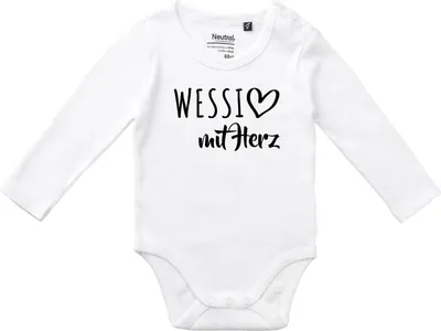 Produktbild von Huuraa Baby Body Wessi mit Herz 62 White  Baumwolle Fairtrade Langarmbody Geschenkidee