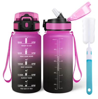 Produktbild von Trinkflasche 500ml Motswedi, auslaufsicher, BPA-frei, mit 6 Strohhalmen