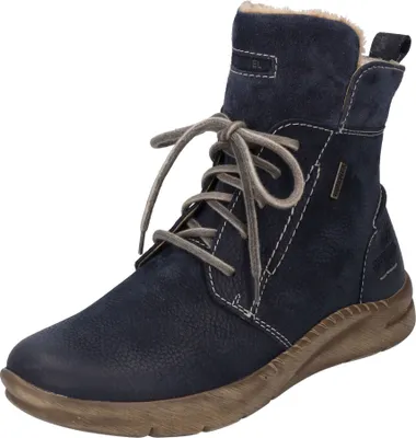 A single blue boot is shown against a white background.