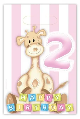 Produktbild von 2. Geburtstag Giraffe Mädchen 6 Partytüten