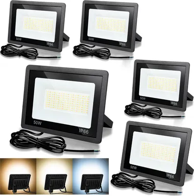 Obrázek produktu pro TolleTour LED reflektor LED reflektor LED stavební reflektor 5x 50W 3 barvy 3000/4000/6500K Reflektor s vodotěsností IP66