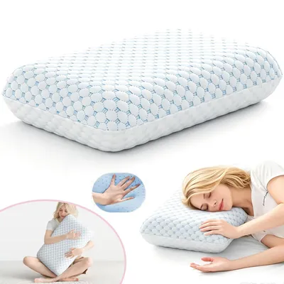 Produktbild von Memory‑Foam‑Kissen, Orthopädisches Flaches Kopfkissen für Bauchschläfer und Rückenschläfer, Bauchschläferkissen
