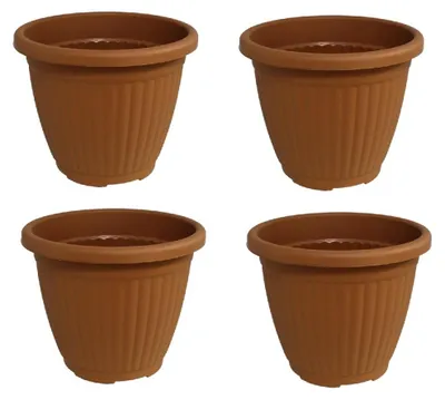 Productafbeelding van Bloempot Terra voor binnen & buiten - hoogwaardig kunststof - Ø 16 x H 13 cm - set 4 stuks