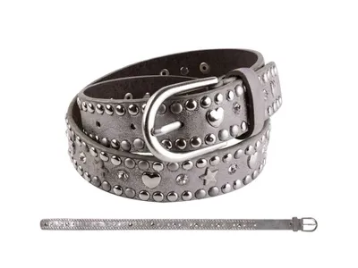 Produktbild von Gürtel Nieten Herz & Stern anthrazit 60 cm - bb-Klostermann 22532 - Kindergürtel
