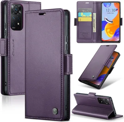 Obrázek produktu pro Redmi Note 11 Pro Pouzdro, RFID Blokování Karet, Pokročilé Flip Kožené Pouzdro s Funkcí Stojánku pro Xiaomi Redmi Note 11 Pro 5G/4G Fialová