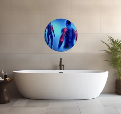 Produktbild von Wallario wasserfestes Poster selbstklebend 60 x 60 cm, Anatomie Mensch  Oberarmknochen, Badezimmerposter Spritzschutz mit Hochglanzoberfläche in Glasoptik