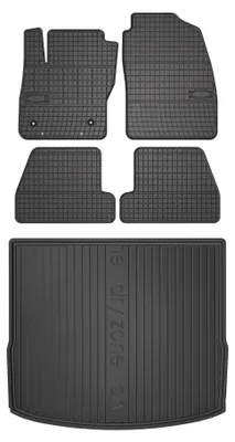 Productafbeelding van Rubberen automatten + kofferbakmat voor Ford Focus MK3 2010-2018 (stationwagen) – 5-delig, zwart, op maat – Wielganizator SolidPRO