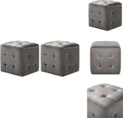 Immagine prodotto di vidaXL Pouf 2 pezzi Tessuto di velluto grigio 30x30x30 cm - pouf