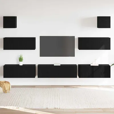 Produktbild von Maison Exclusive - TV-Schrankset 7 pcs Schwarz Eichen-Optik 100 x 30 x 30 cm
