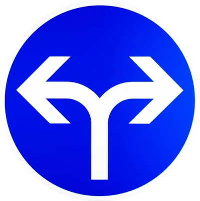 Produktbild von ORIGINAL Verkehrszeichen 214-30 * Vorgeschriebene Fahrtrichtung links oder rechts * 420 mm nach StVO und RAL-Gütebedingungen Strassenschild Schilder Gebotsschild Straßenzeichen blau Pfeil weiss