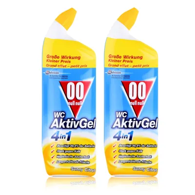 Produktbild von 00 null null WC Aktiv Gel 4in1 Sunny Citrus 750 ml - Stark gegen Kalk (2er Pack