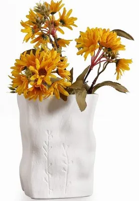 Image de Vase en céramique blanc de 16 cm pour une décoration avec de l'herbe de la pampa
