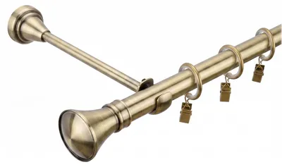Produktbild von Gardinenstange 280 cm 1-läufig Antikgold 19 mm Durchmesser Glamour Endstück Monaco Vorhangstange Metall-Gardinenstange Curtain Rod