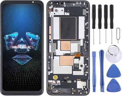 Produktbild von Wigento ROG Phone 5 ZS673KS LCD Display Touchscreen Ersatzteil, Schwarz, mit Rahmen, inkl. Werkzeugset & vormontierte Bauteile für DIY Reparatur