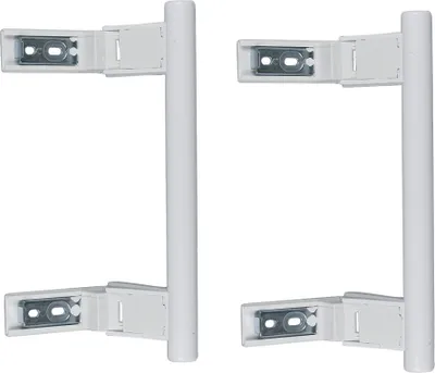 Two white bracket pieces are shown on a white background.