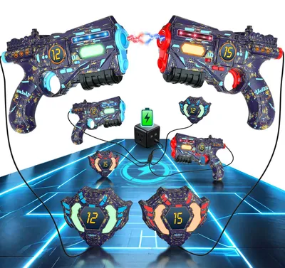 Lasertag-Set, 2 Pistolen + 2 Westen, wiederaufladbar, Echtzeit-Sync