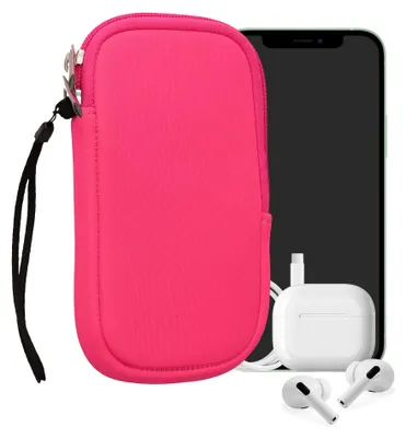 Produktbild von kwmobile Neopren Handytasche für Smartphones M - 5,5" - Handy Tasche mit Reißverschluss - Handyhülle universal Neon Pink