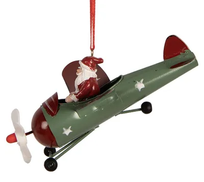 Immagine prodotto di Clayre & Eef Ciondolo natalizio Babbo Natale 13x11x5 cm Rosso Plastica