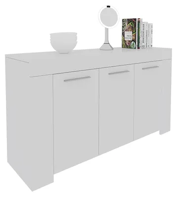 Dressoir Nairobi, 3 Türen, 5 Böden, 144x80x42 cm, Weiß