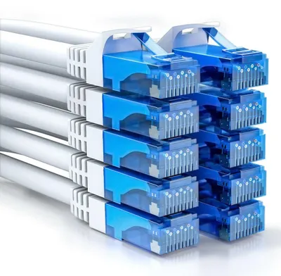 Produktbild von deleyCON 0,5m CAT6 Netzwerkkabel Set U-UTP RJ45, 10 Stück - Weiß