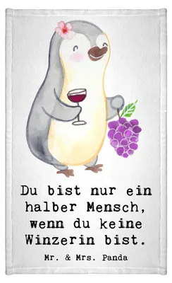 Produktbild von Mr. & Mrs. Panda Handtuch Winzerin Herz - Weiß - Geschenk, Frotteehandtuch, Gästetuch, Mini-Handtuch, buntes, gäste wc