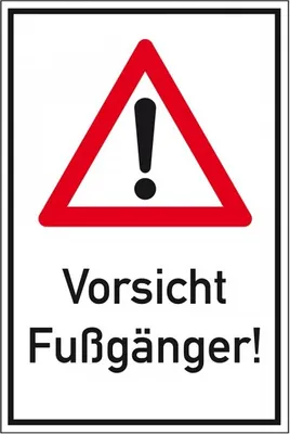 Produktbild von Dreifke® Schild I Kombischild Gefahrenstelle, Vorsicht Fußgänger!, Nr.101, Al...