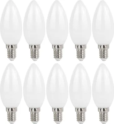 Produktbild von 10er Pack LED Leuchtmittel in Kerzenform matt mit E14 Sockel 4 Watt 400 Lumen warmweiß 2700K