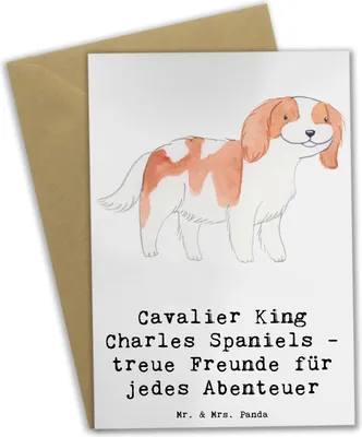 Produktbild von Mr. & Mrs. Panda babykarte Cavalier King Charles Spaniel Freunde - Weiß - Geschenk, Hunderasse, loyal, Hunderassen, Grußkarte, Hunde, Begleiter, glückwunschkarten, Hund
