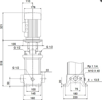 Produktbild von Grundfos Vertikale Kreiselpumpe CR5-8 A-A-A-E-HQQE 400V 1,1kW