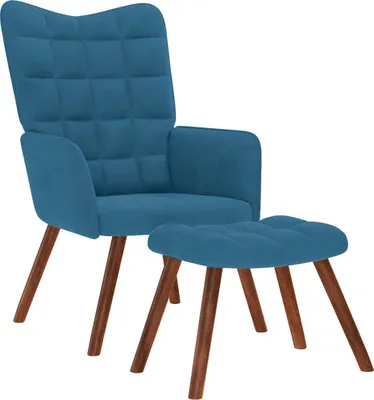 Produktbild von "2026 Promotion" Relaxsessel mit Hocker - Fernsehsesel - Blau Samt - Couchsessel CC24877