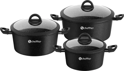 Produktbild von Scheffler Topfset, Induktions Töpfe Set 6-teilig, Antihaft-beschichtete Topfe, Kochtopf Set mit Glasdeckel, Spülmaschinenfest