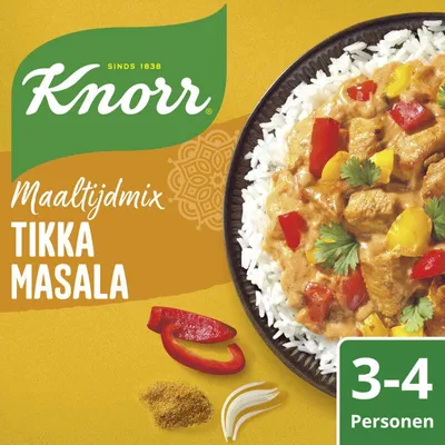 Produktbild von Knorr Maaltijdmix Tikka Masala 60g – Würzige indische Gewürzmischung für Reis, Hähnchen & Gemüse