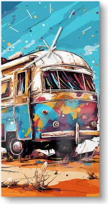 Produktbild von DEQORI Glasuhr 30x60 cm Modern 'Wüstenroadtrip' Wanduhr Glas Uhr Design leise Küchenuhr