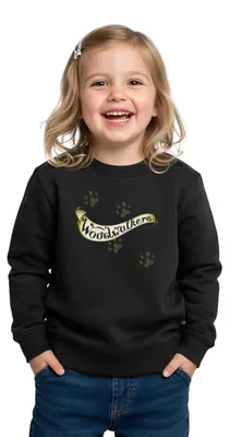 Produktbild von Spreadshirt Woodwalkers Logo-Schriftzug Und Pfotenabdrücken Kinder Premium Pullover, 98/104 (2 Jahre), Schwarz
