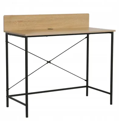 Zdjęcie produktu dla Biurko z szufladą i półkami komputerowe 100 x 49.5 cm kolor czarny i dąb naturalny FURNITEX B12-FX