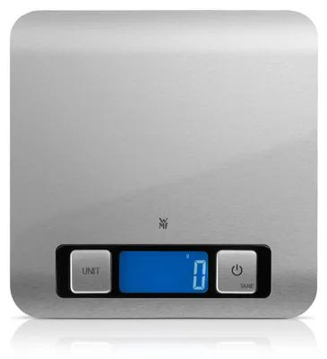 Produktbild von WMF 0608716030, Elektronische Küchenwaage, 5 kg, Edelstahl, Edelstahl, Quadratisch, fl oz, g, mi