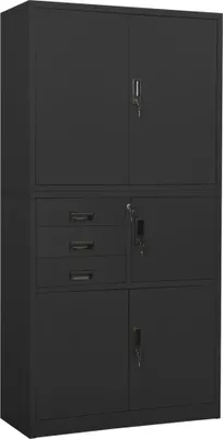 Image de The Living Store Armoire de bureau anthracite 90x40x180 cm Acier