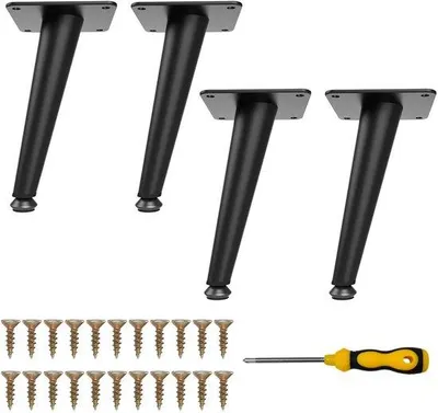Zdjęcie produktu dla Zestaw 4 metalowych, stożkowych nóżek do mebli, wysokość 20,5 cm