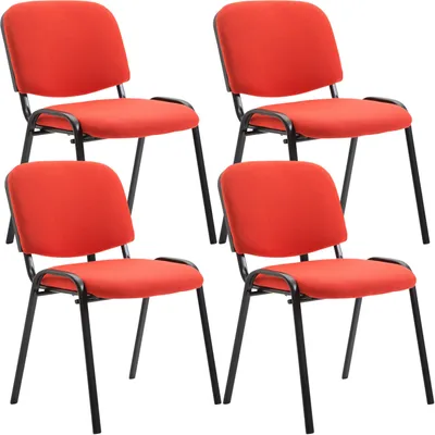 Produktbild von CLP 4er Set Besucherstuhl Ken Stoff stapelbar und mit modernem Design rot