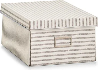 Produktbild von ZELLER PRESENT Aufbewahrungsbox Stripes Pappe 25x36x15cm beige