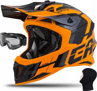 Produktbild von Cassida Crosshelm Cross Pro II Contra orange/grau/schwarz S (55 - 56cm) + CROSSBRILLE + STURMHAUBE