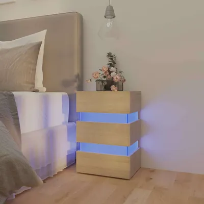 Immagine prodotto di vidaXL Comodino LED rovere Sonoma 45x35x67 cm Materiale in legno