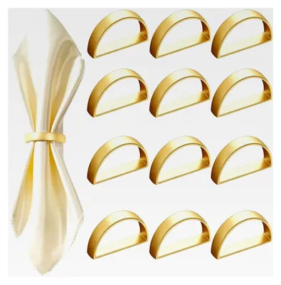 Produktbild von 12 Stück Serviettenringe in Gold für Tischdekoration zu Valentinstag, Ostern, Hochzeit, Weihnachten, Abendessen und Partys